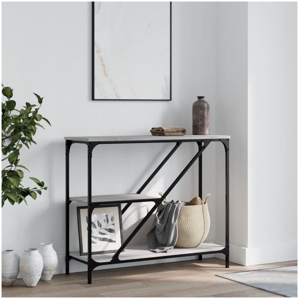 Tavolino Consolle Grigio Sonoma 88,5x30x75 Cm Legno Multistrato - Foto 1