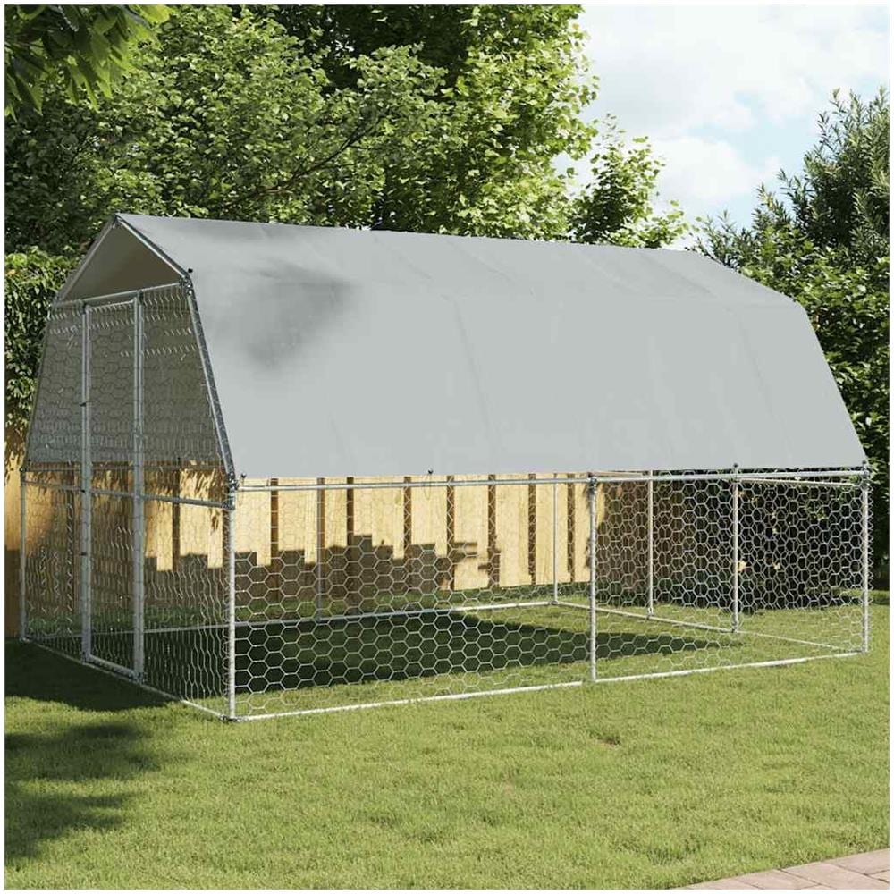 Box per Cani con Tetto e Anta Argento in Acciaio Zincato - Foto 2