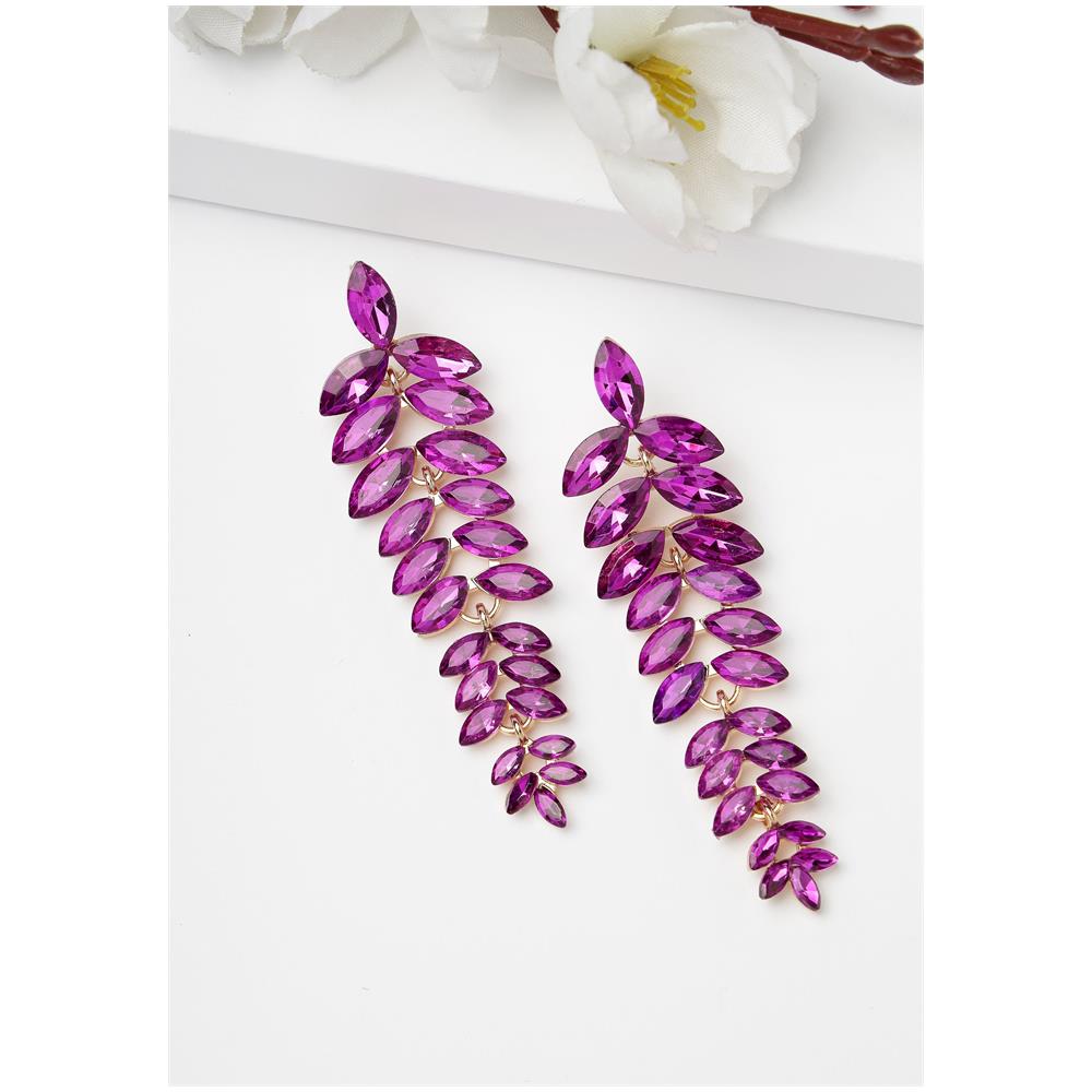 Orecchini Pendenti a Forma di Foglia a Cascata Multicolori - Foto 2