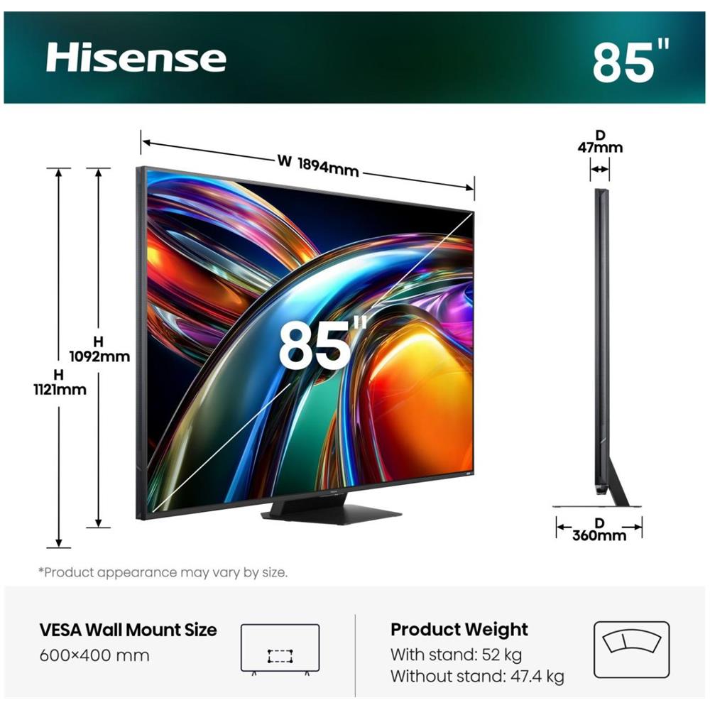 85UR9S 2,16 m (85") 4K Ultra HD Smart TV Wi-Fi Grigio 5000 cd /m² - Foto 3