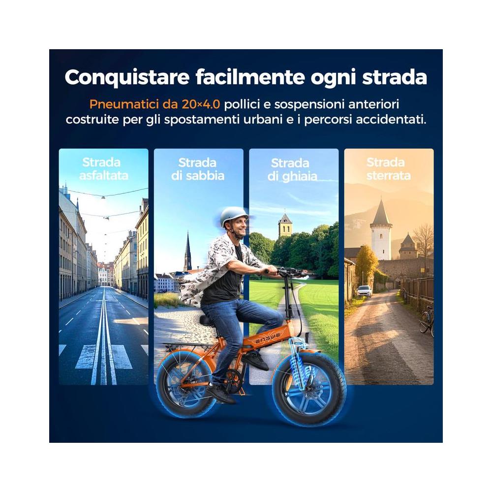 Ep-2 Boost Bicicletta Elettrica Pieghevole Fatbike Da 20", Motore 250w 55 N·m, Batteria Rimovibile 48v 13ah, Velocità Massima 25?km /h, Autonomia 120?km, Freni A Disco Meccanici, Telaio In Alluminio, Adatta A Tutti I Terreni, Colore Grigio - Foto 7