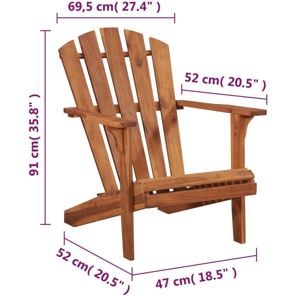 Sedia da Giardino Adirondack in Legno Massello di Acacia - Foto 2