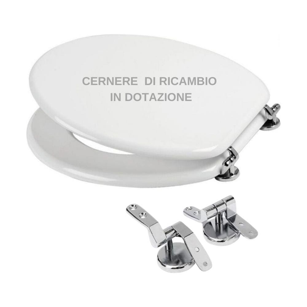 Sedile Wc Mdf Bianco Universale Sedix Plus Con 2 Coppie Di Cerniere Cromo In Dotazione Come Ricambio - Foto 2