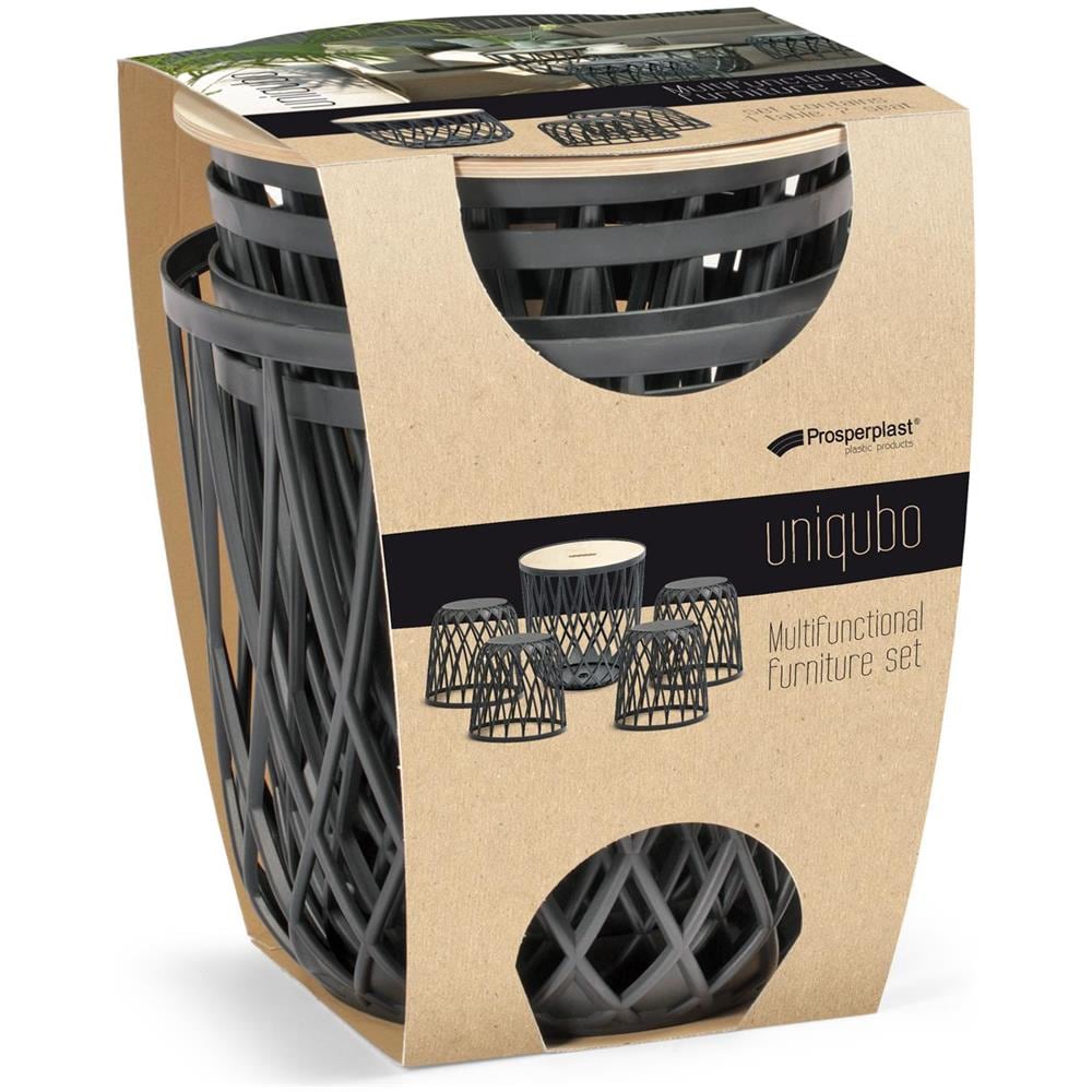 Set Di Mobili Multifunzione Prosperplast Uniqubo 4 + 1 Antracite - Foto 1