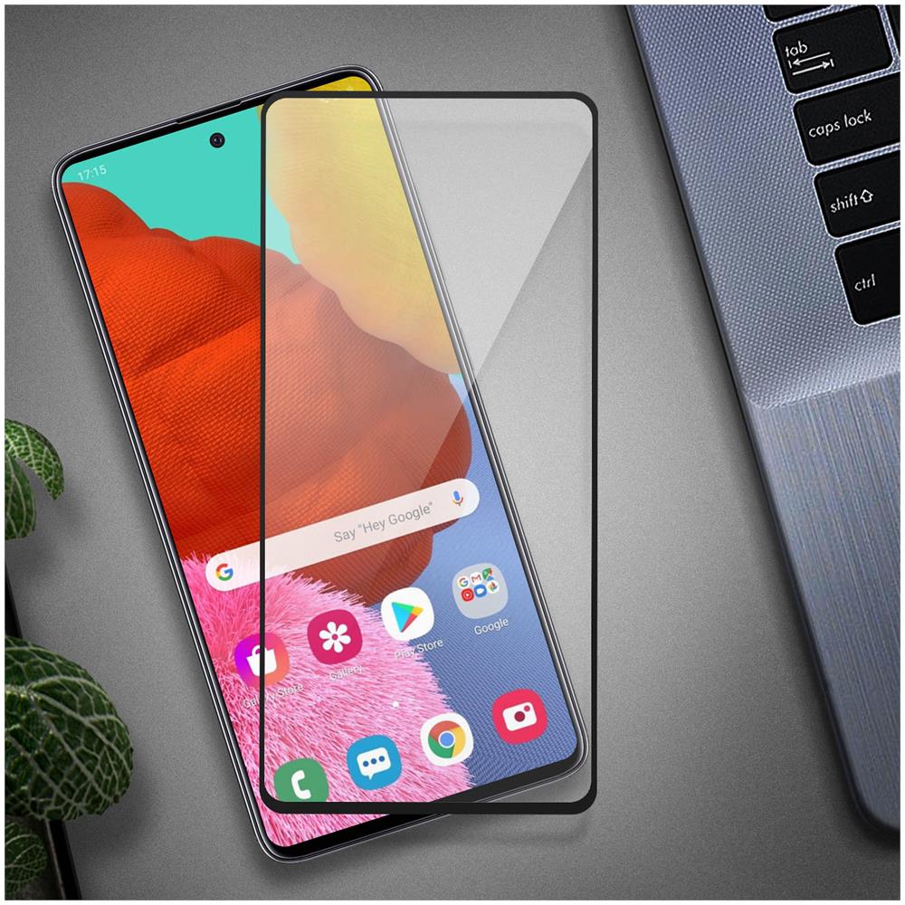 Salvadisplay In Vetro Temperato Per Samsung Galaxy A51 Antibatterico, Nero Transparente - Foto 2