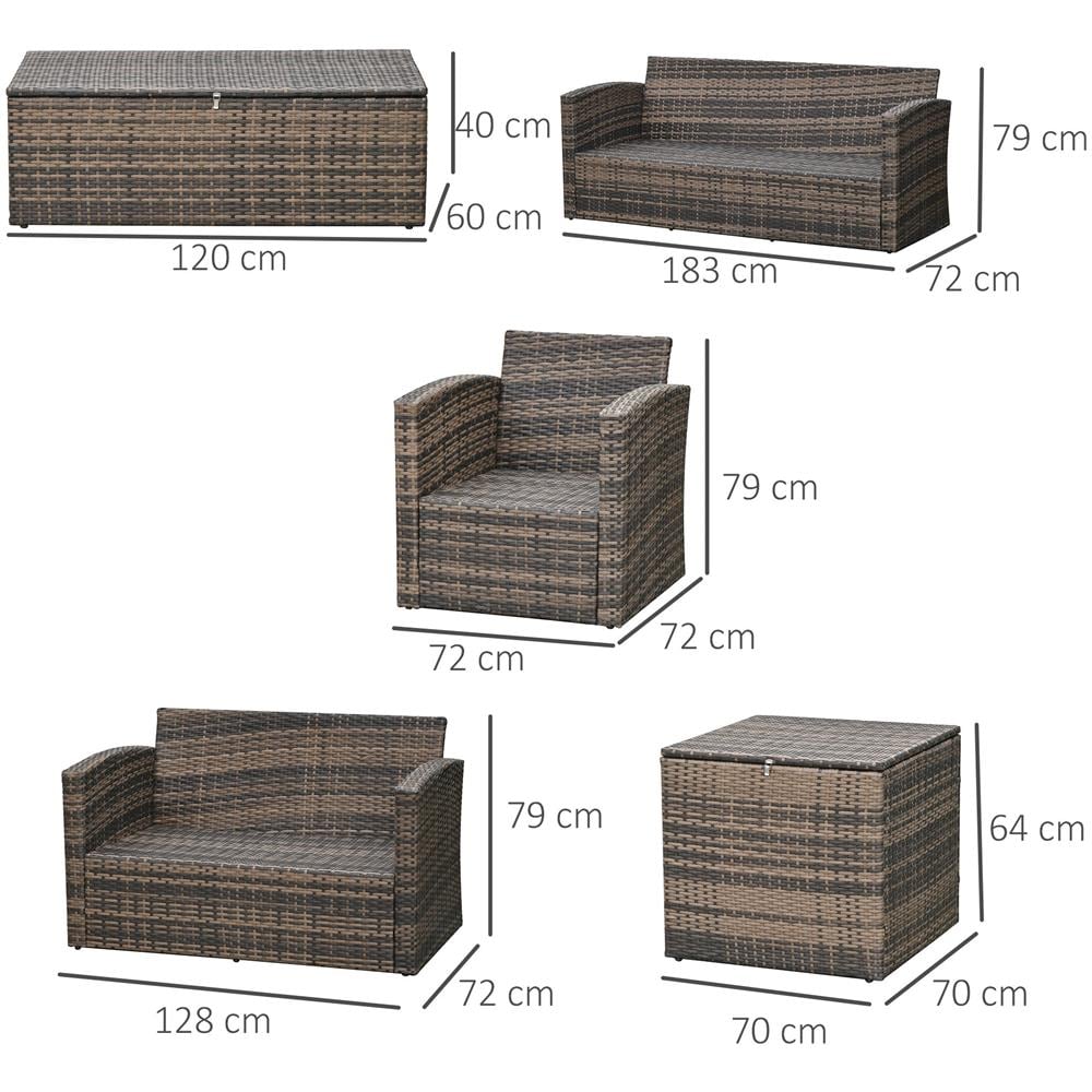 Mobili Da Giardino 6 Pezzi In Rattan Divani Poltrone Tavoli Contenitore - Foto 2