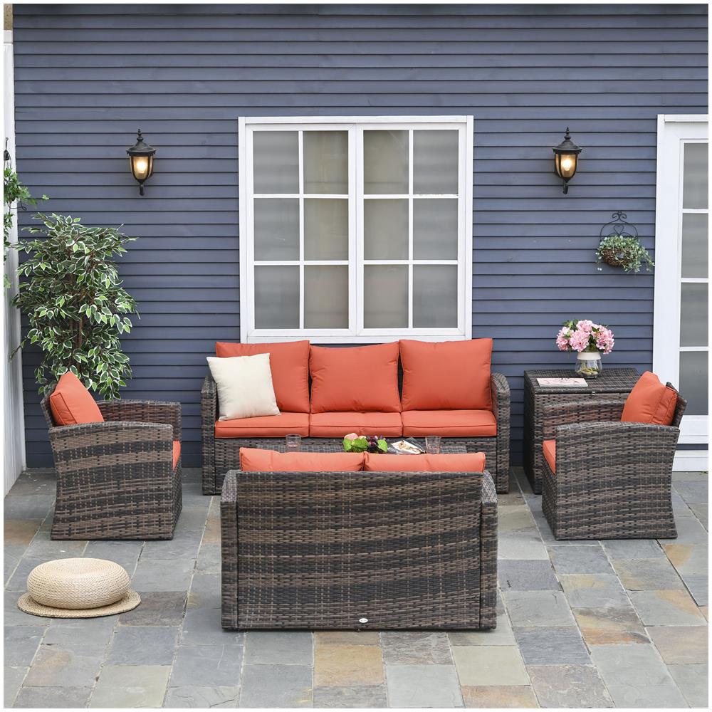 Mobili Da Giardino 6 Pezzi In Rattan Divani Poltrone Tavoli Contenitore - Foto 3