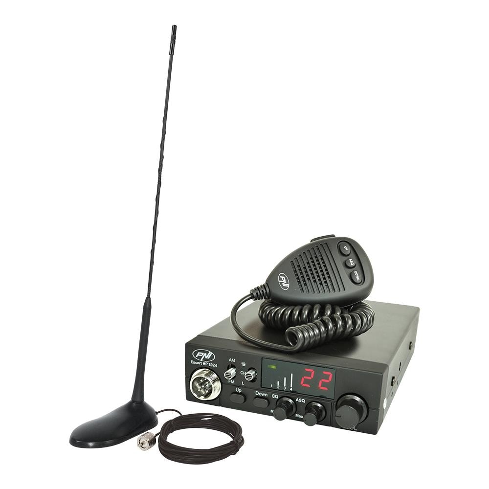 Stazione Radio Cb Escort Cb Cb 8024 Asq 12 / 24v + Cb Antenna Con Magnete Extra 45 - Foto 1