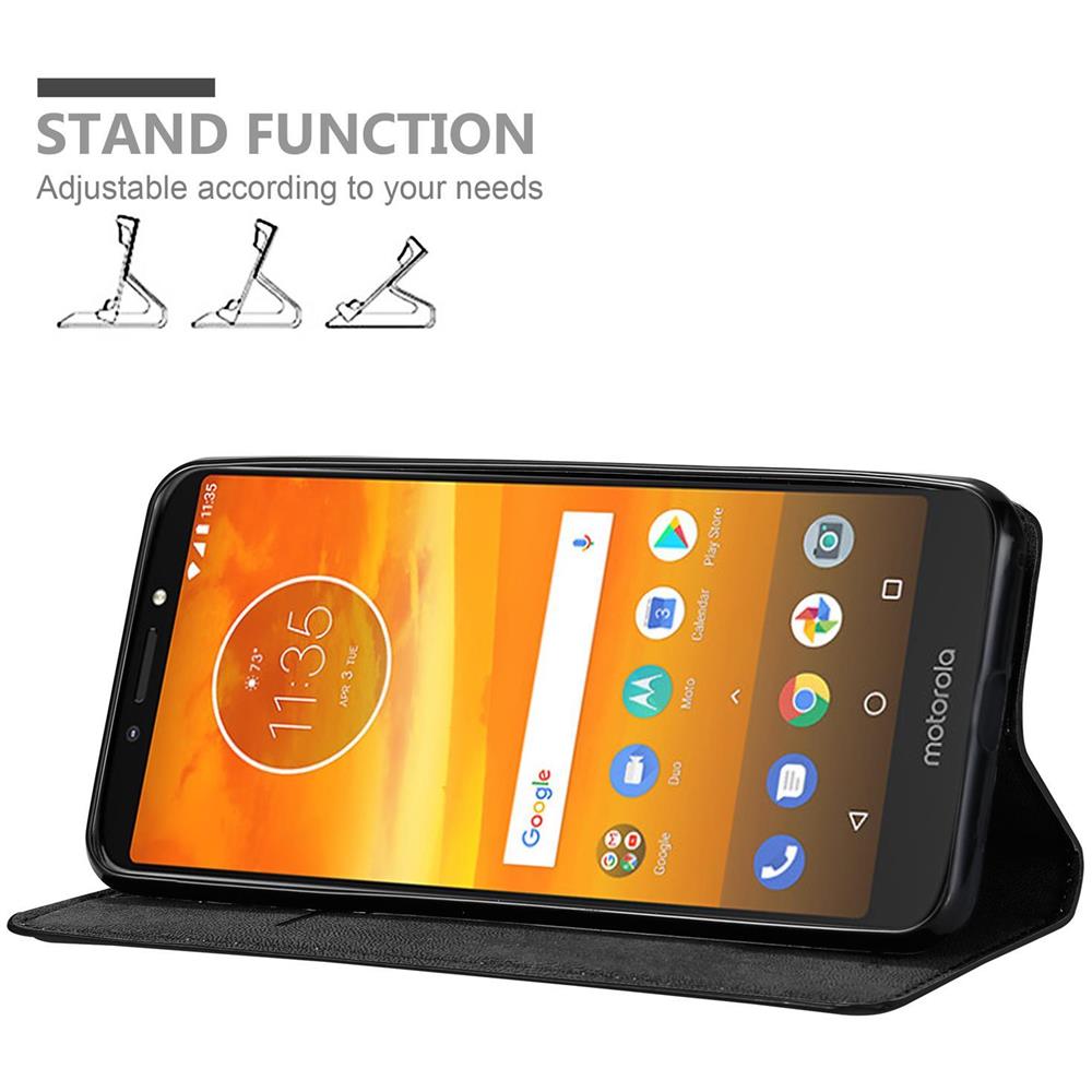 Custodia Compatibile Con Motorola Moto E5 Plus In Nero Di Notte - Coperchio Protettiva Con Chiusura Magnetica, Funzione Stand E Tasca Per Le Carte - Foto 2