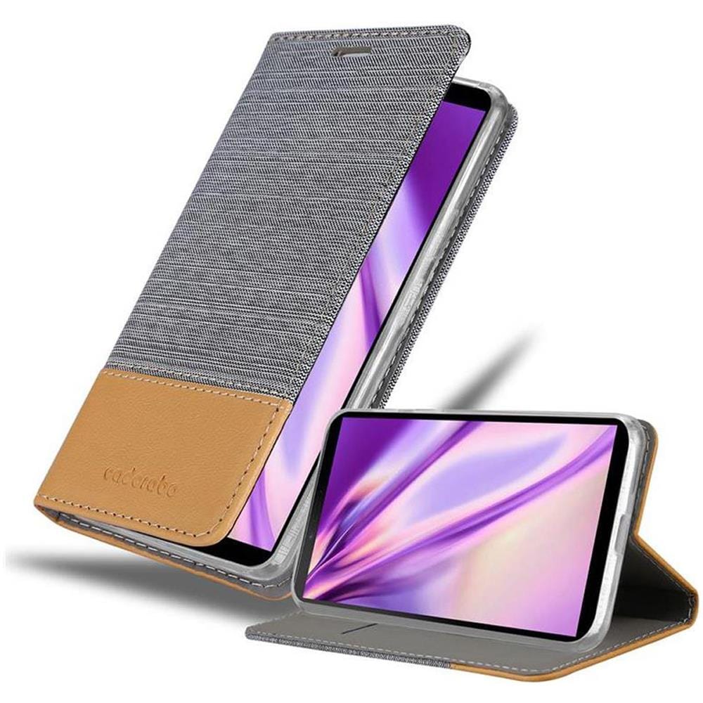 Custodia Compatibile Con Sony Xperia 10 Ii (2. Version) In Grigio Chiaro Marrone - Coperchio Protettiva Con Chiusura Magnetica, Funzione Stand E Tasca Per Le Carte - Foto 1