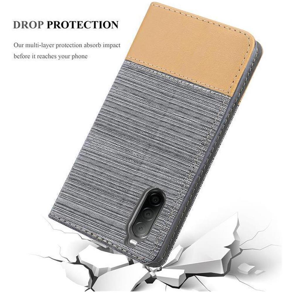 Custodia Compatibile Con Sony Xperia 10 Ii (2. Version) In Grigio Chiaro Marrone - Coperchio Protettiva Con Chiusura Magnetica, Funzione Stand E Tasca Per Le Carte - Foto 8