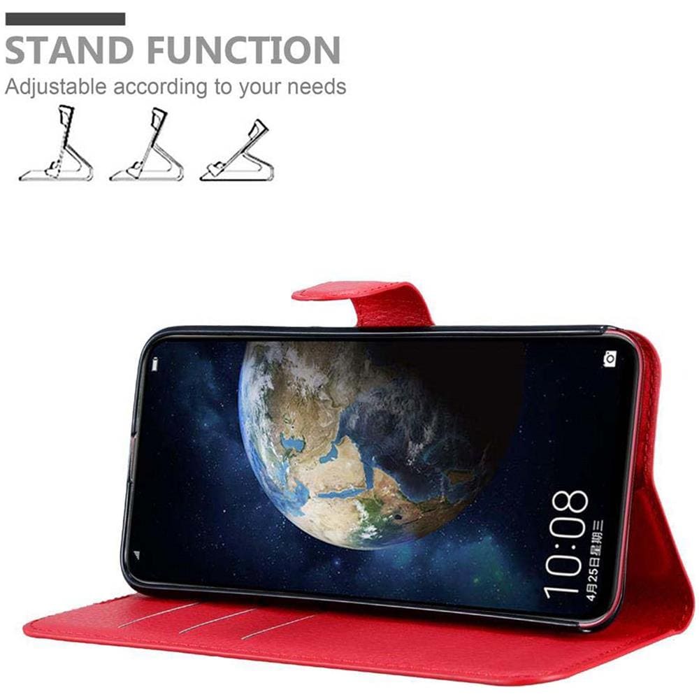 Custodia Compatibile Con Honor Magic 2 In Rosso Carminio - Coperchio Protettiva Con Chiusura Magnetica, Funzione Stand E Tasca Per Le Carte - Foto 2