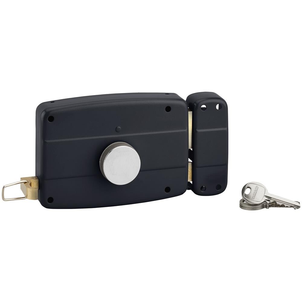 Serratura A Pomello Montata A Superficie Per Porta Garage A Battente, Destra, 140x90mm, Asse 70mm, Nero, 3 Chiavi - - Foto 1