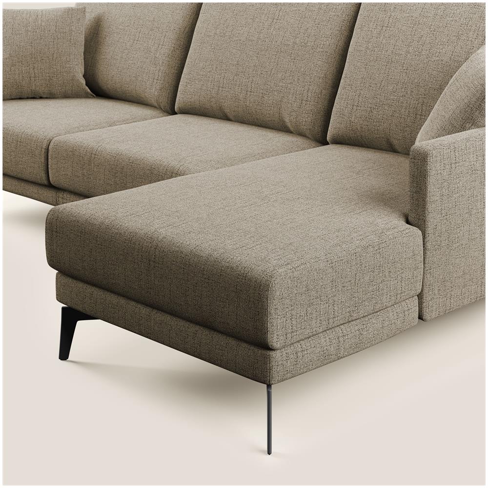 Saturno Divano Angolare Moderno In Tessuto Morbido Impermeabile T03 Marrone 223 Cm Destro - Foto 6