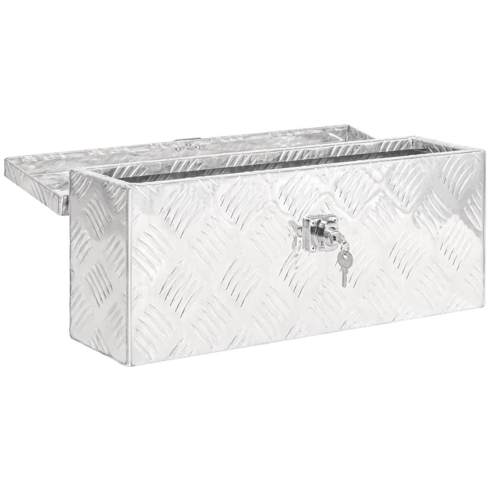 Contenitore Portaoggetti Argento 50x20,5x15 Cm In Alluminio - Foto 1