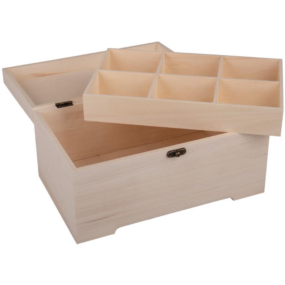 Cassetta E Scatola Di Legno Con 6 Scomparti - Da Personalizzare - 28 X 18 X 13,5 Cm - Foto 1