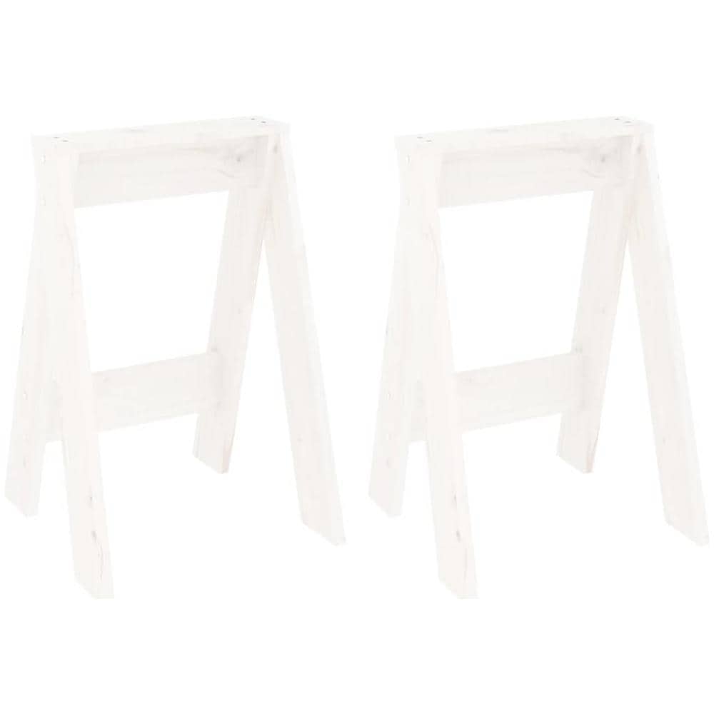 Sgabelli 2 Pz Bianchi 40x40x60 Cm In Legno Massello Di Pino - Foto 2
