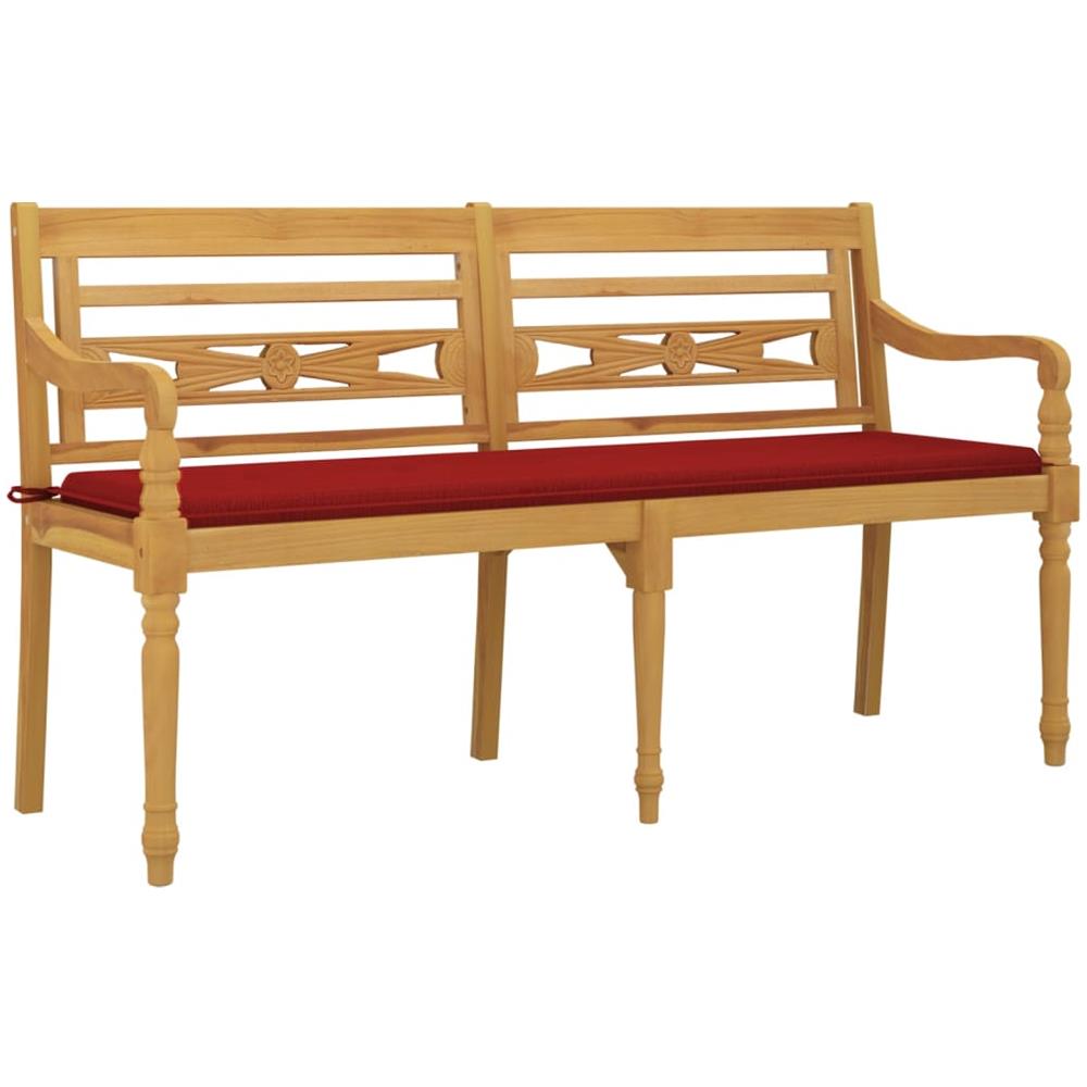 Panchina Batavia Con Cuscino Rosso 150 Cm Legno Massello Teak - Foto 3
