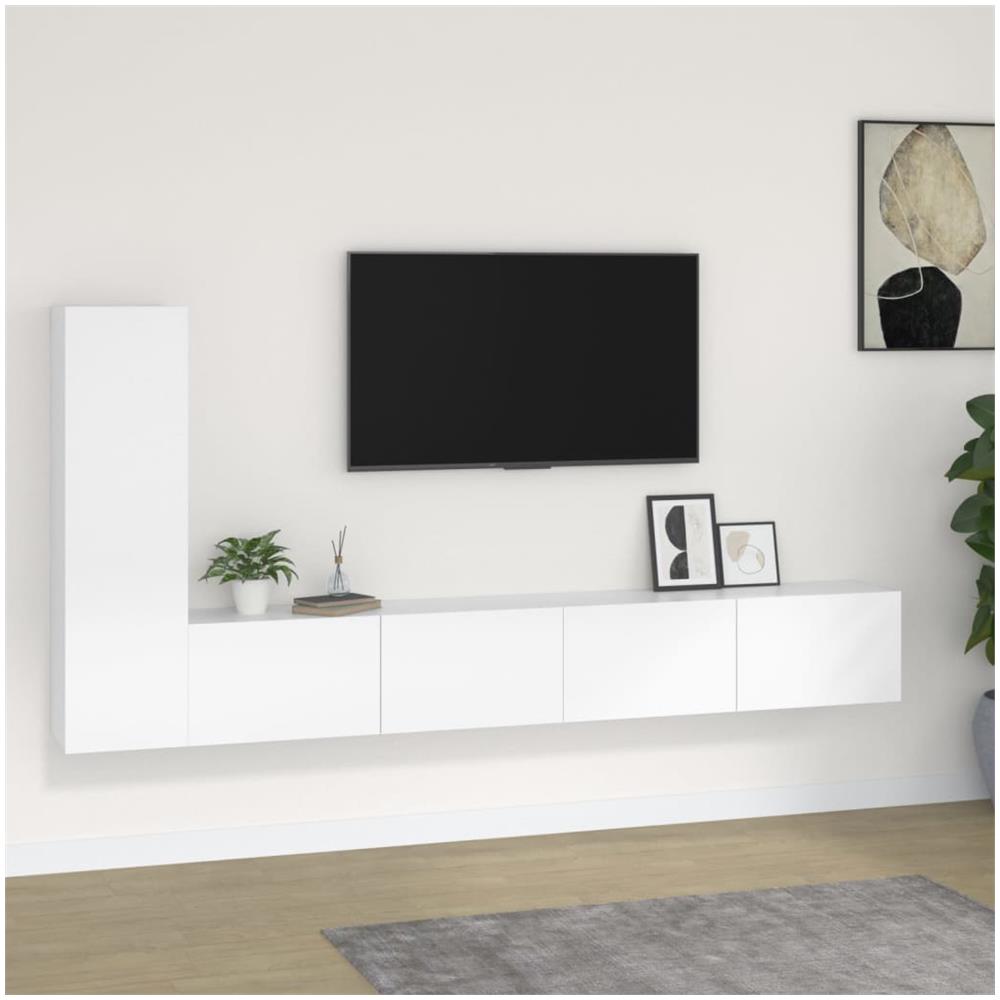 Set Mobili Porta Tv 3 Pz Bianco In Legno Multistrato - Foto 1