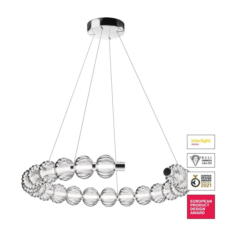 Lampadario Contemporaneo Amulet 26w Metallo E Vetro Cromo - Foto 1