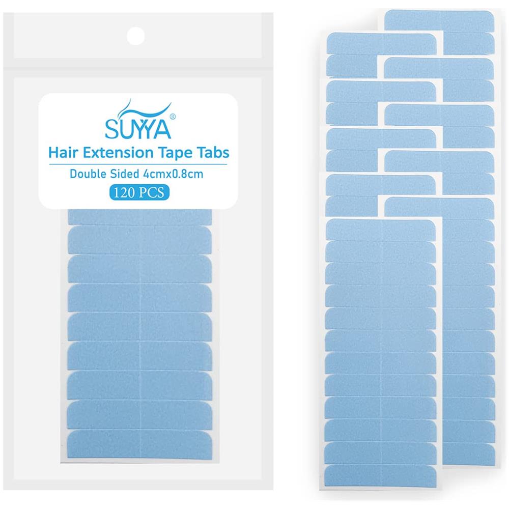 120 Pezzi Linguette Di Nastro Per Estensione Dei Capelli Nastri Di Estensione Biadesivi Per Sostituzione 4 Cm X 08 Cm (blu 120 Pezzi) - Foto 1