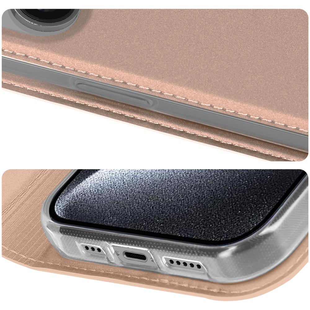 Custodia Per Iphone 15 Plus Portacarte Supporto Video Rose Gold - Foto 5