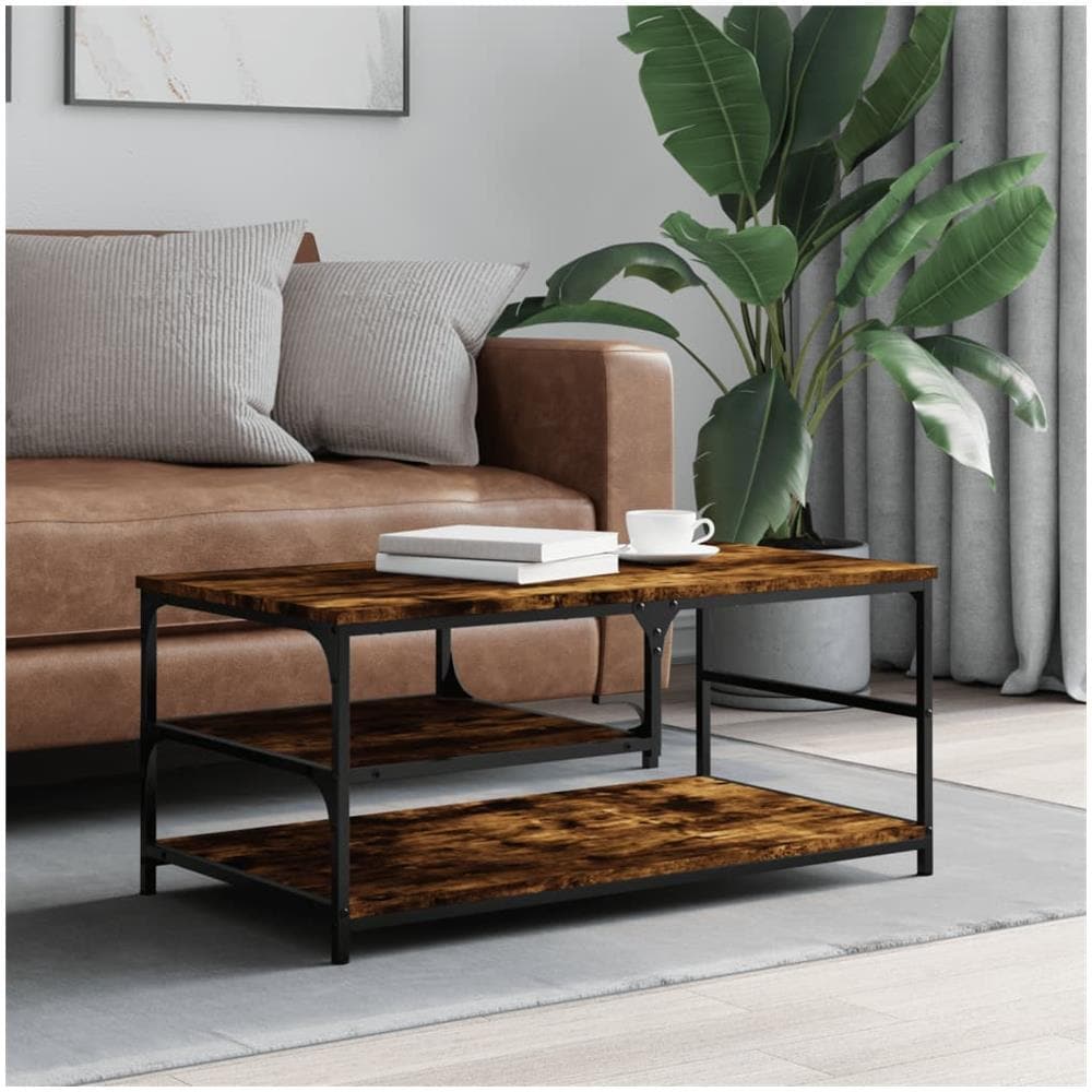 Tavolino Da Salotto Rovere Fumo 90x49x40 Cm Legno Multistrato - Foto 1