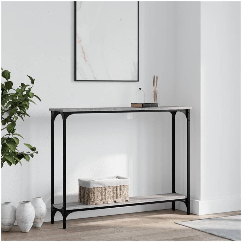 Tavolino Consolle Grigio Sonoma 100x22,5x75cm Legno Multistrato - Foto 1