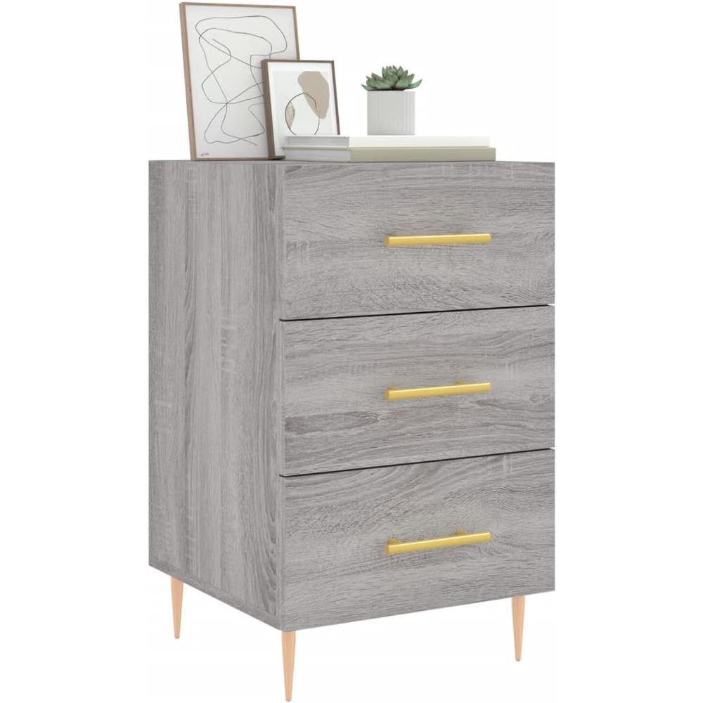 Comodino Grigio Sonoma 40x40x66 Cm In Legno Multistrato - Foto 3