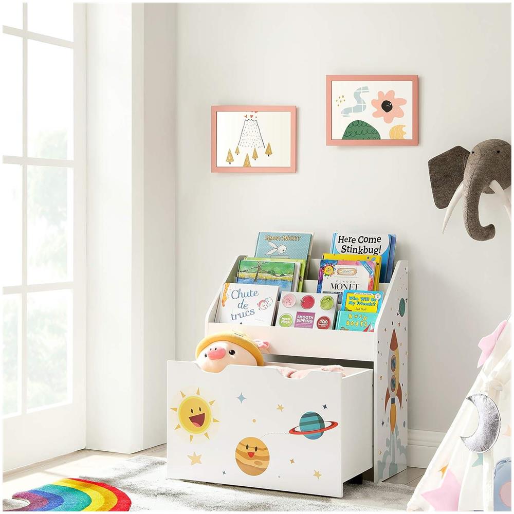 Scaffale porta giocattoli multicolore con libreria e cassetto mobile - Foto 2