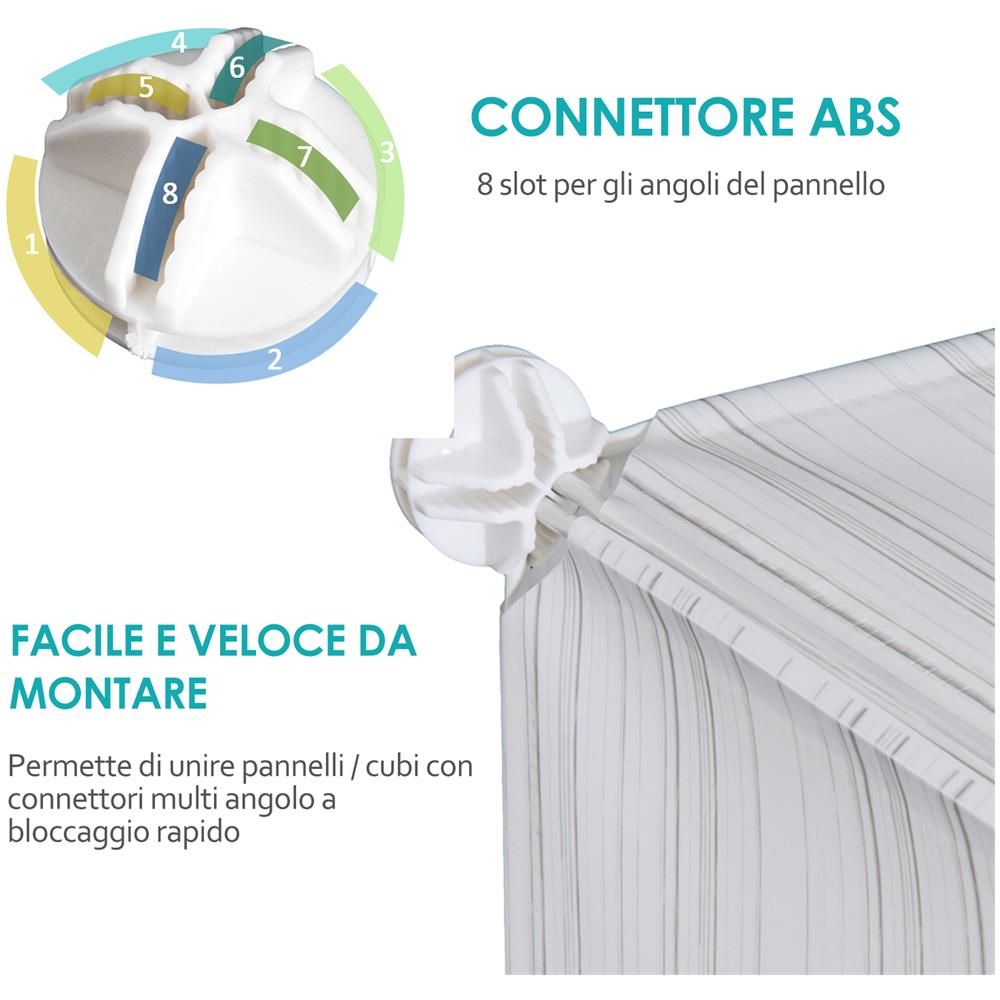 Armadietto Guardaroba Scarpiera Modulare In Plastica 6 Cubi Bianco, 75x37x73cm - Foto 8