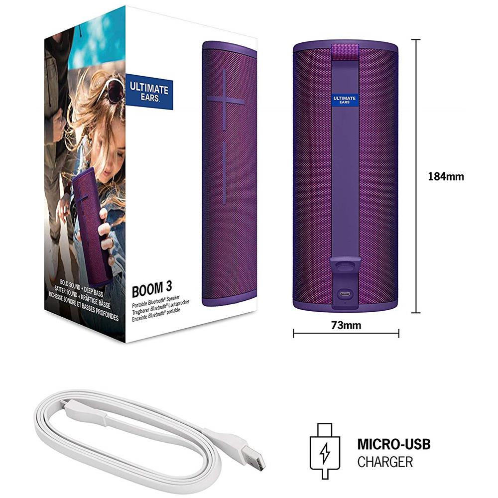 Speaker Bluetooth Portatile Boom 3 Impermeabile IP67 con Suono Spaziale a 360° Colore Viola - Foto 9