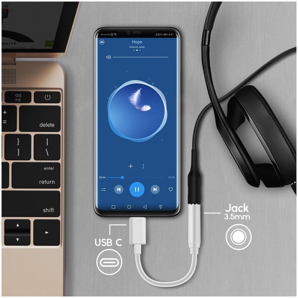 Adattatore Usb Tipo-c Verso Jack 3.5 Mm Cavo Audi Femmina Compatto - Bianco - Foto 2