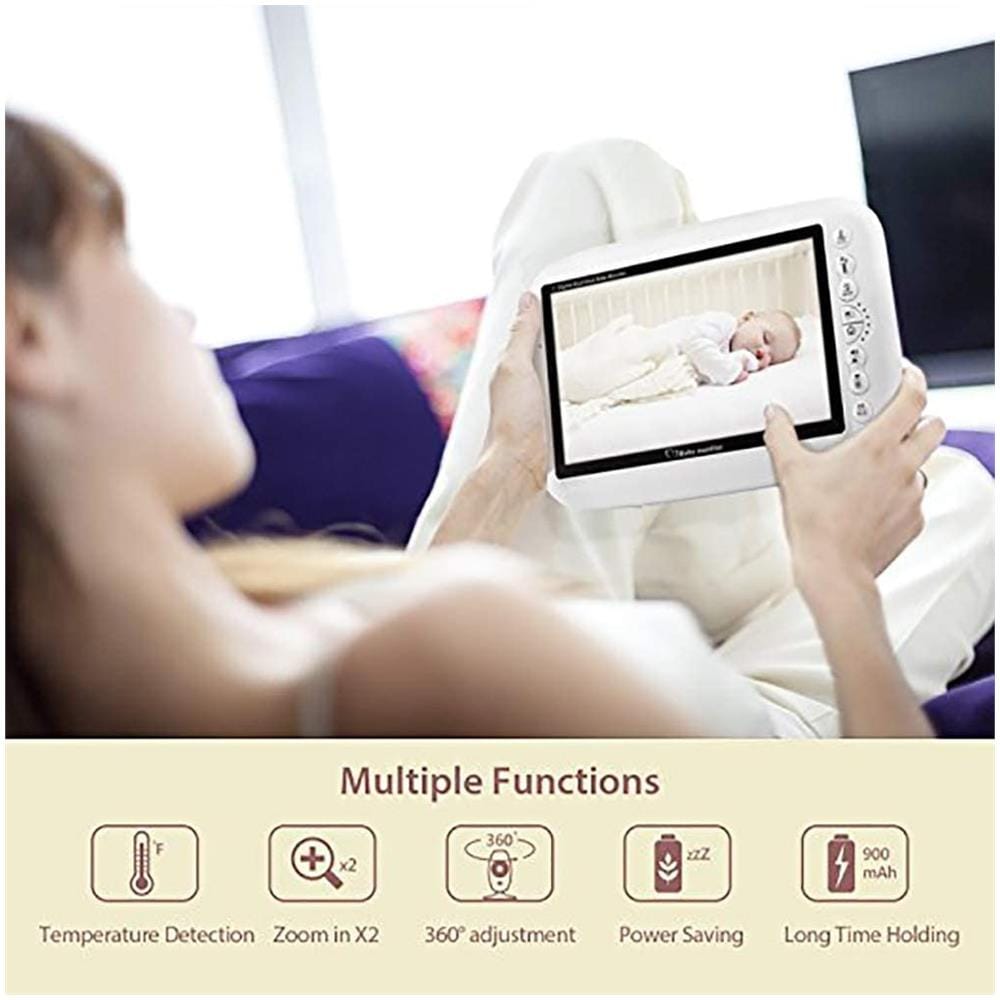 Baby Monitor, 2 Fotocamera + 7 Pollici Senza Fili Del Bambino Monitor 720p Hd Dello Schermo Della Macchina Fotografica Di Visione Notturna Citofono Ninna Nanna Nanny Baby Monitor Video Supporta Schermo Interruttore - Foto 7