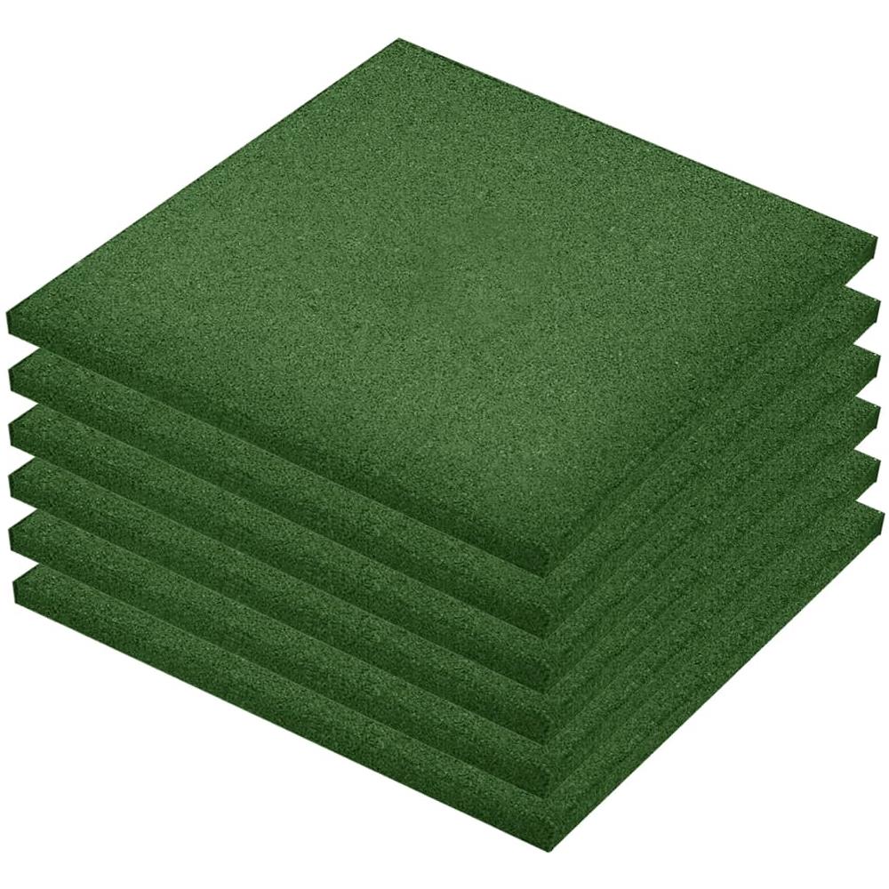 Piastrelle Anticaduta 6 pz in Gomma 50x50x3 cm Verde - Foto 1