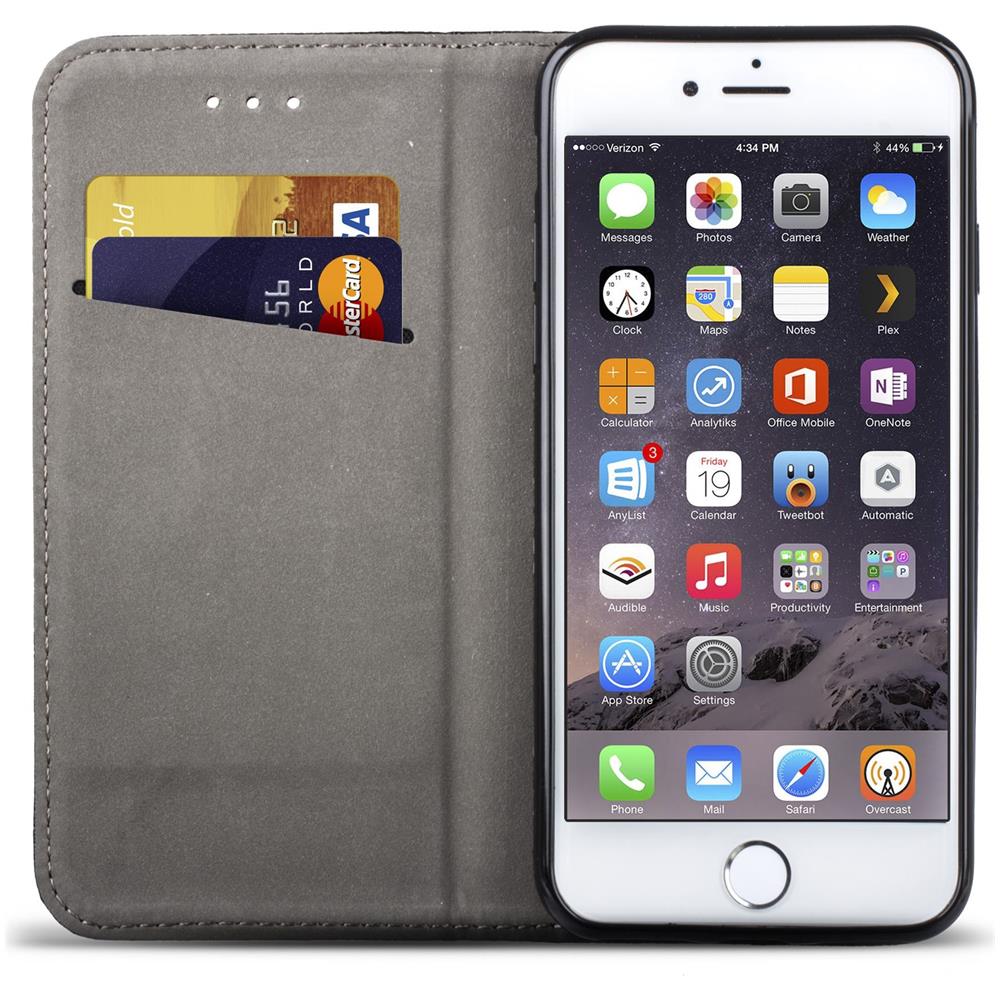 Cover Per Iphone Se, Iphone 5s, Nero - Custodia A Libro Flip Smart Magnetica Con Appoggio E Porta Carte - Foto 2