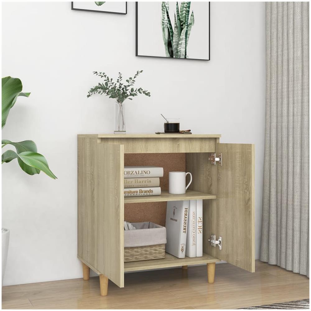 Credenza con Gambe Legno Massello Sonoma 60x35x70cm Multistrato - Foto 3