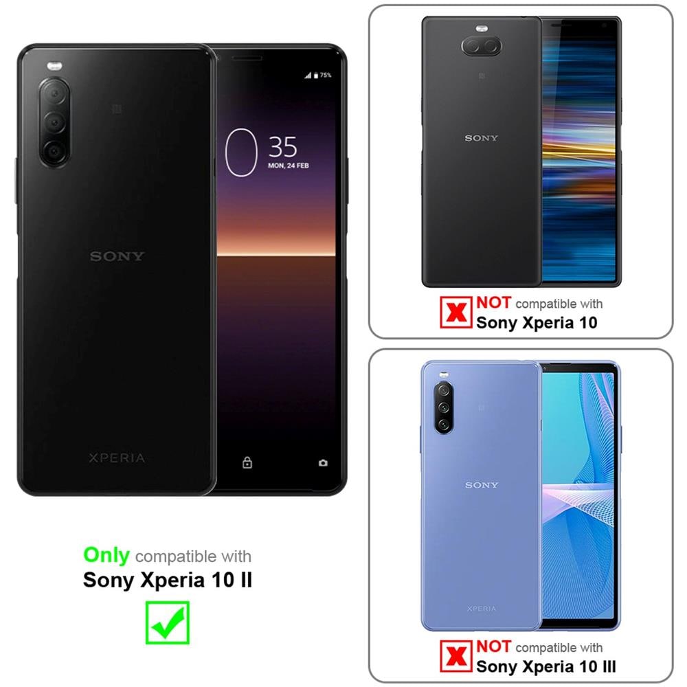 Cadorabo Custodia Compatibile Con Sony Xperia 10 Ii (2. Version) In Grigio Nero - Coperchio Protettiva Con Chiusura Magnetica, Funzione Stand E Tasca Per Le Carte - Foto 2