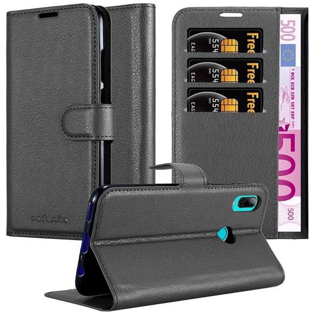 Custodia Compatibile Con Honor 10 Lite In Nero Carbone - Coperchio Protettiva Con Chiusura Magnetica, Funzione Stand E Tasca Per Le Carte - Foto 1