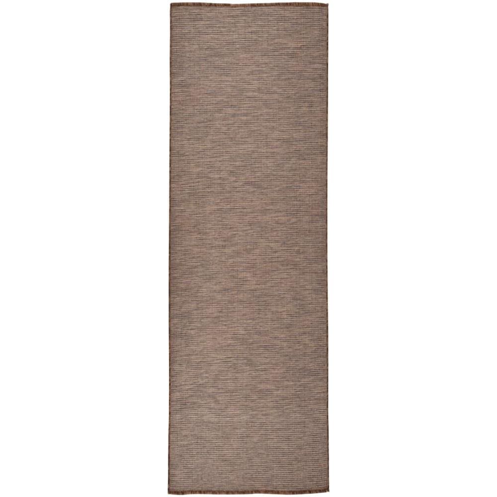 Tappeto Da Esterni A Tessitura Piatta 80x250 Cm Marrone - Foto 1