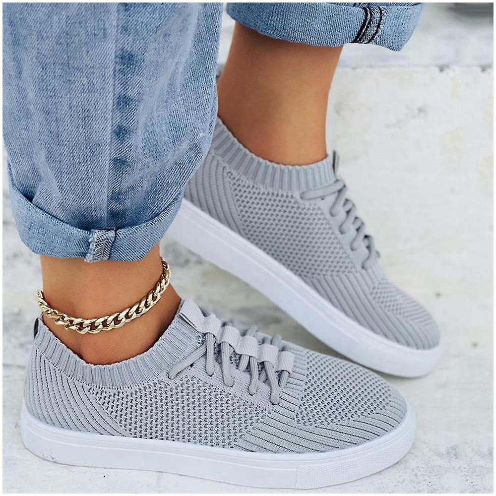 Scarpe da donna blu sneakers moda primavera ed estate donna scarpe sportive piatto morbido fondo antiscivolo confortevole mesh traspirante elastico lacci solido casual scarpe stivaletti donna, Colore