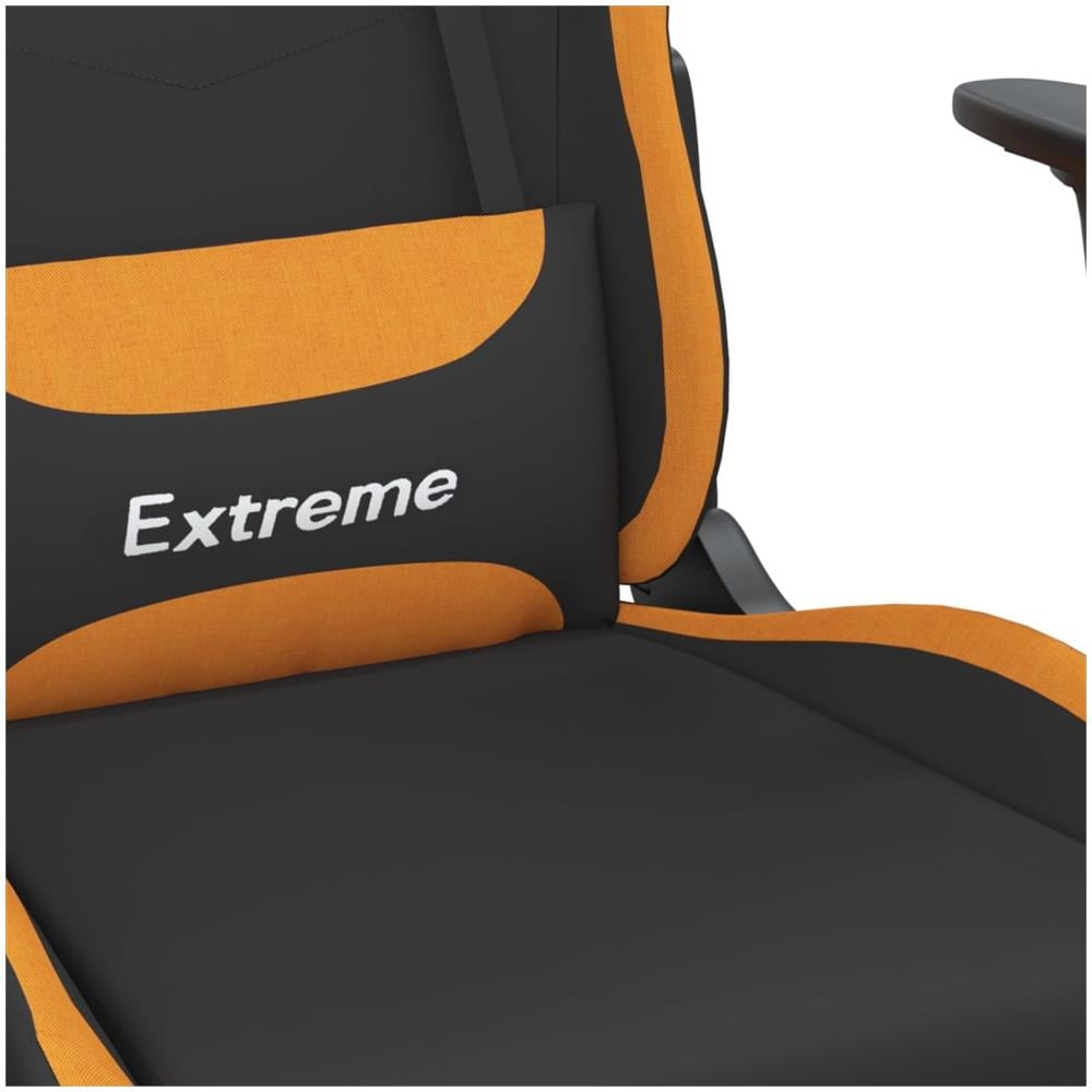 Sedia da Gaming Massaggi e Poggiapiedi Tessuto Nero e Arancione - Foto 10