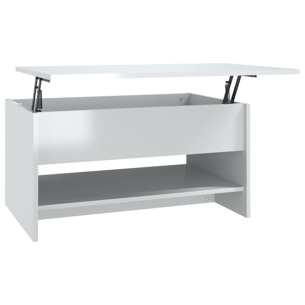 Tavolino Da Salotto Bianco Lucido 80x50x40 Cm Legno Multistrato - Foto 2