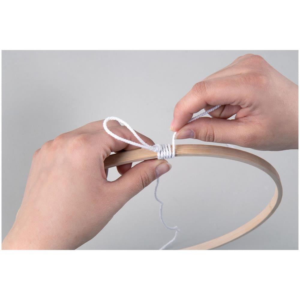 4 Anelli In Bambù E Filo Di Cotone - Da Appendere - Diametri Da 12 A 30 Cm - Foto 1