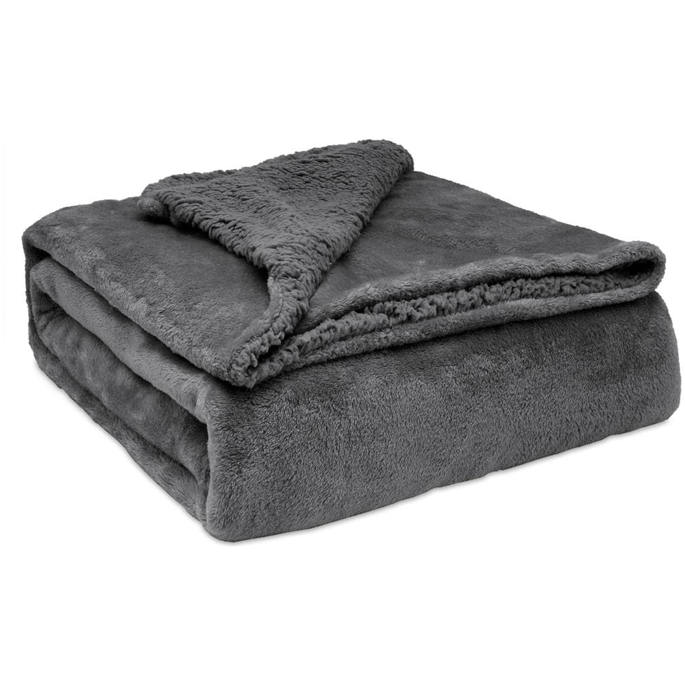 Briebe - Coperta Per Divano / Letto 130x160cm A Doppio Strato In Pile Calde, Accoglienti  Grigio Scuro - Foto 1