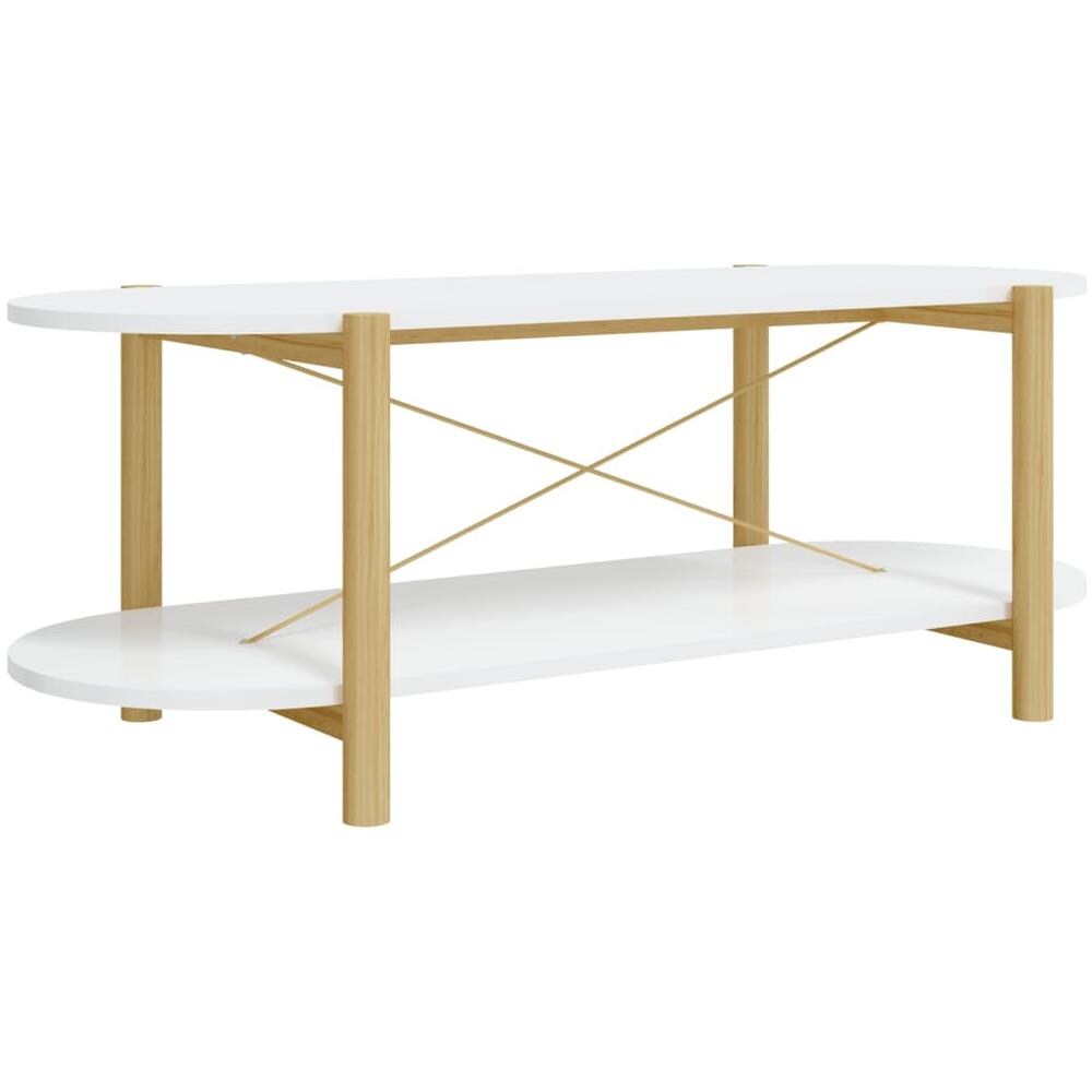 Tavolino Da Salotto Bianco 110x48x40 Cm In Legno Multistrato - Foto 2