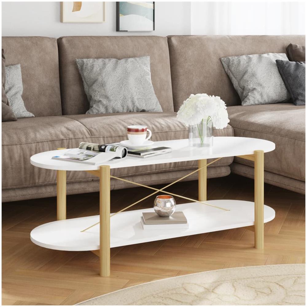 Tavolino Da Salotto Bianco 110x48x40 Cm In Legno Multistrato - Foto 1