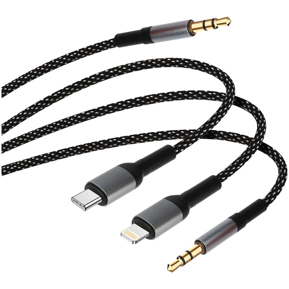 Cavo Audio Multi-connettore Da Jack 3,5 Mm Usb-c Lightning A Jack 3,5 Mm 1,5 M - Foto 5