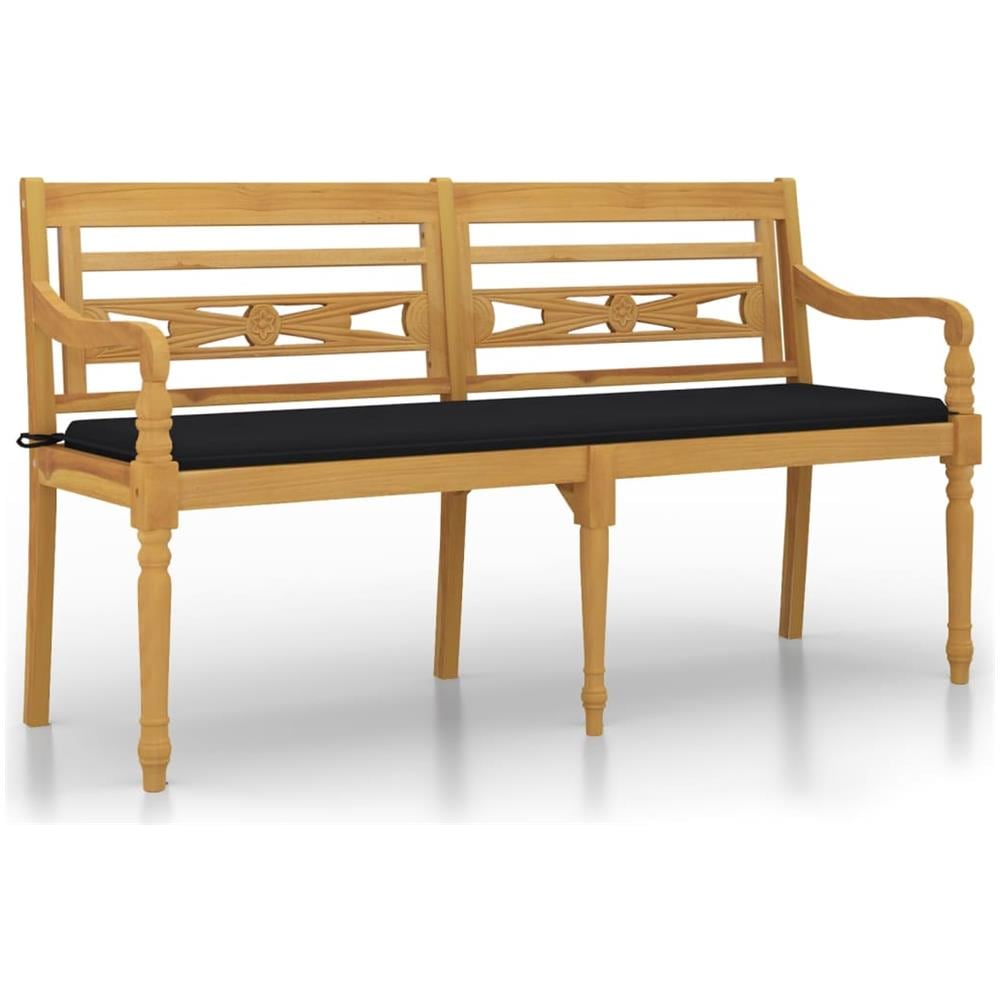 Panchina Batavia Con Cuscino Nero 150 Cm Legno Massello Teak - Foto 2