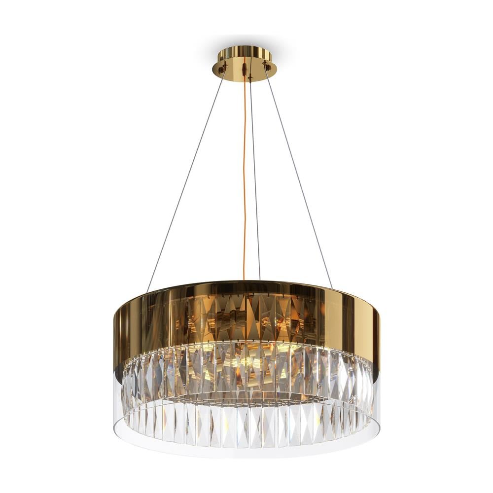 Lampadario Contemporaneo Wonderland Acciaio Oro 6 Luci Diffusori Vetro - Foto 1